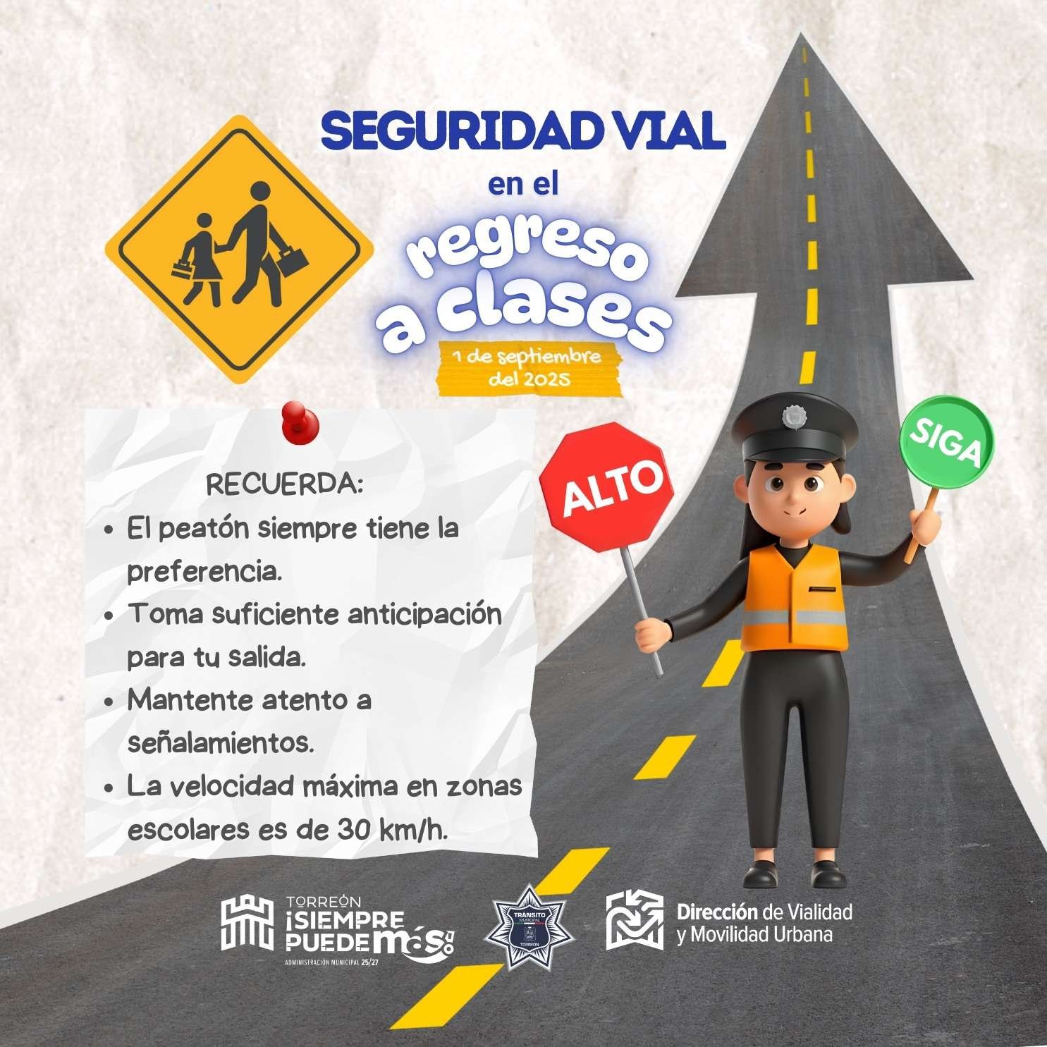 Informan sobre dispositivo de Vialidad para este regreso a clases