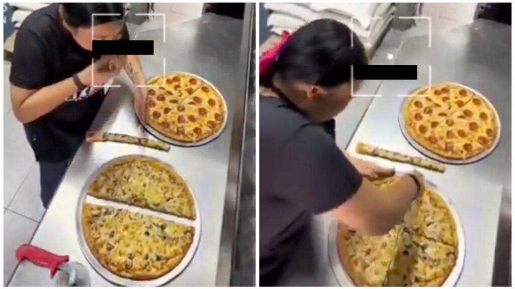 Empleada pizzería video viral