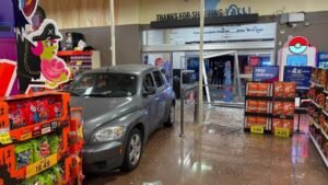 Hombre estrella auto supermercado Texas