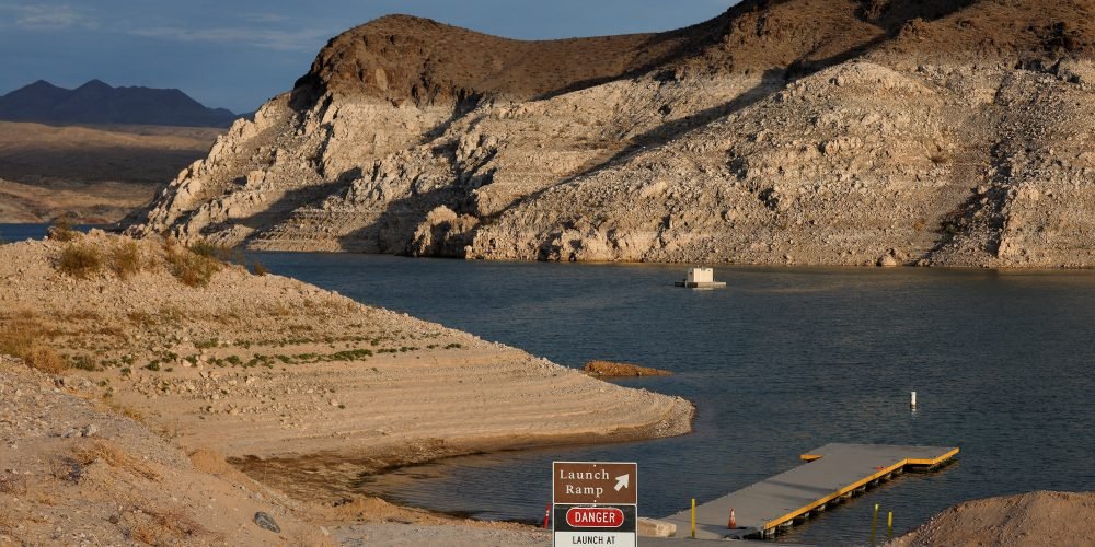 The recently extended Echo Bay launch ramp accommodates lower water levels at Lake Mead near Overton, Nevada, U.S., July 21, 2026. Lake Mead, the largest reservoir in the United States by water capacity, has, according to the Metropolitan Water District of Southern California, declined after years of prolonged drought, rising temperatures and heavy demand on the Colorado River system as western states in the U.S. continue negotiations over future water-sharing rules. REUTERS/Caroline Brehman