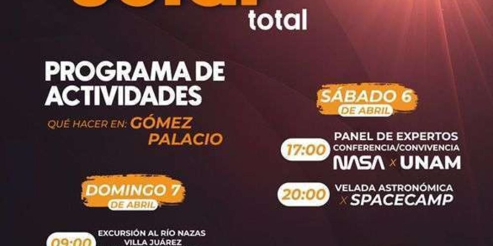 Gómez Palacio tiene preparadas un gran número de actividades en torno al eclipse solar