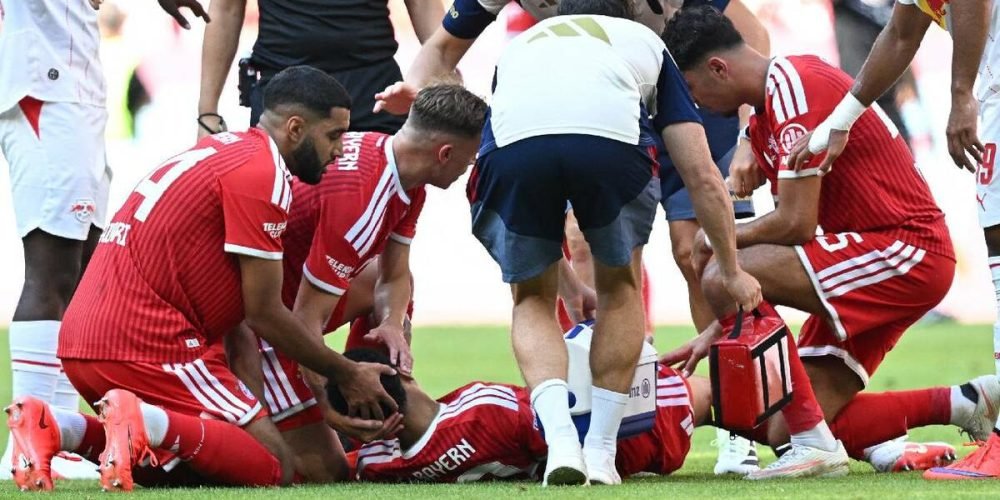 Jamal Musiala se desploma en partido del Bayern Múnich esto sabemos de su estado