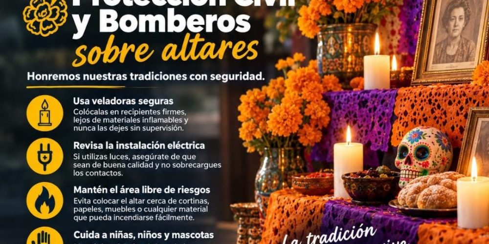 Pide Protección Civil extremar precauciones con veladoras en altares de muertos