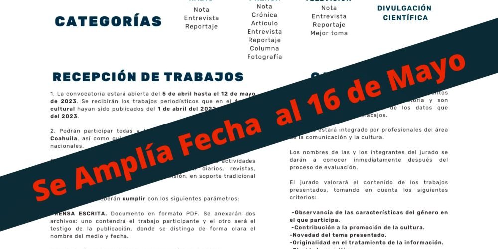 Se Amplía Fecha hasta el 16 de Mayo - 1