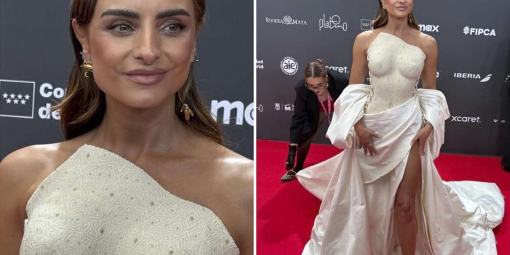 Aislinn Derbez deslumbra en los Premios Platino con un vestido huichol artesanal