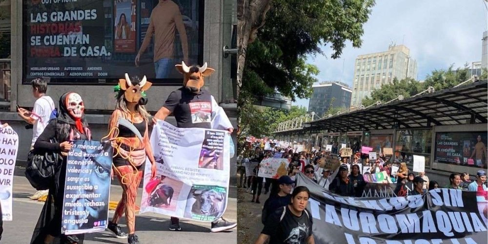 antitaurinos-se-manifiestan-plaza-de-toros-mexico-enero-2024
