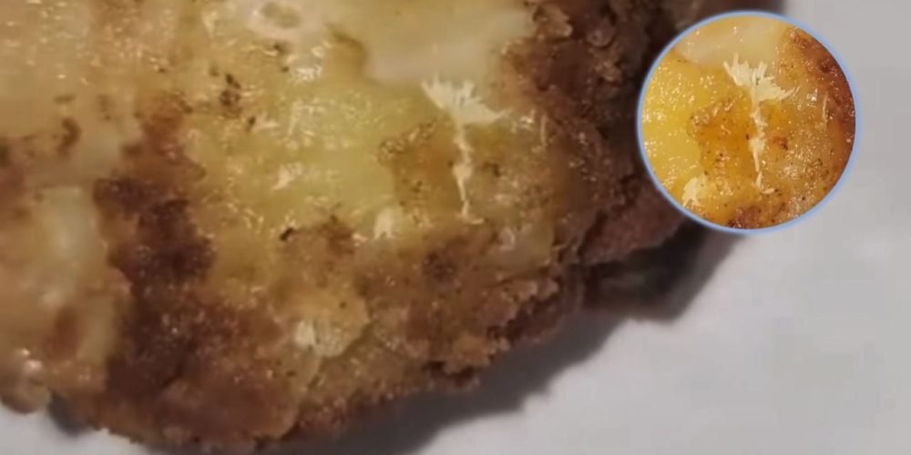 pollo frito con gusanos
