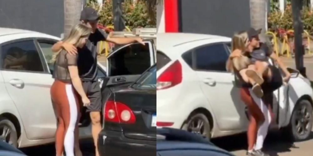 Mujer carga novio viral