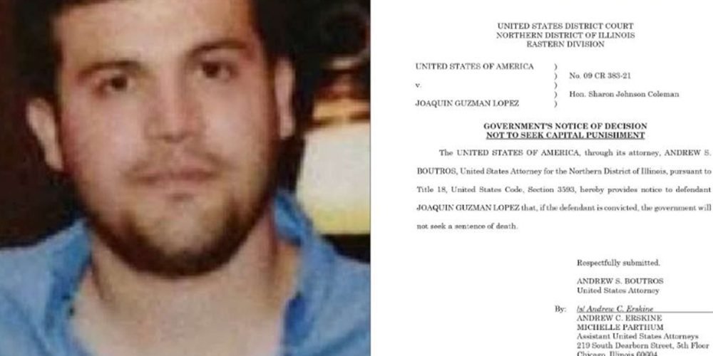Joaquín Guzmán López, hijo de El Chapo Guzmán libra la pena de muerte