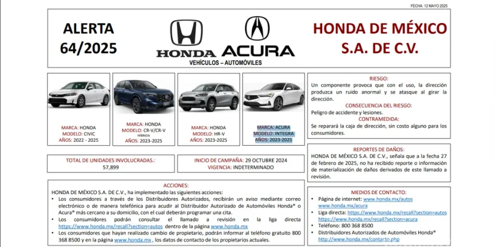 profeco-honda-alerta-revision-autos-honda-acura-septiembre-2025