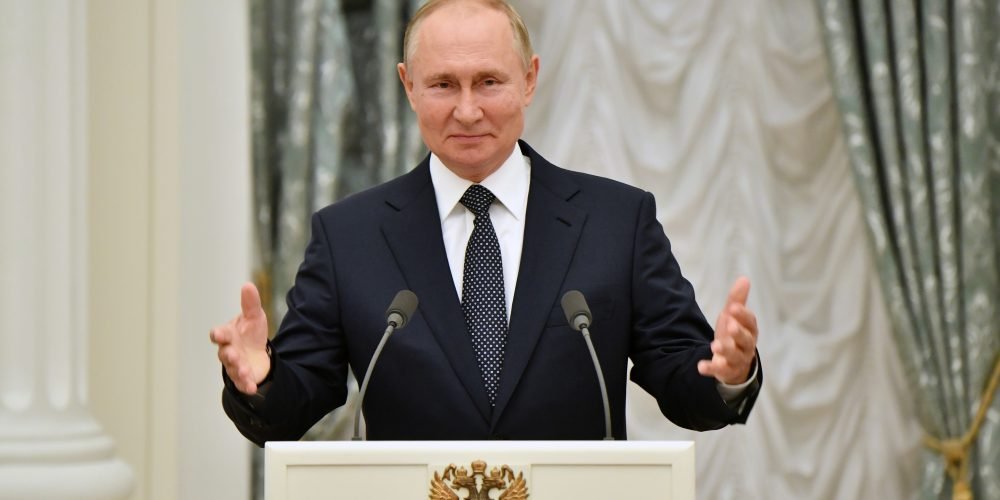 FILE PHOTO: Russian President Vladimir Putin speaks during a meeting with athletes, participants of the 2020 Tokyo Olympic Games, in Moscow, Russia September 11, 2021.  Sputnik/Evgeny Biyatov/Kremlin via REUTERS